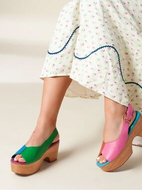 Charlotte Stone Colorblock Platform Sandals